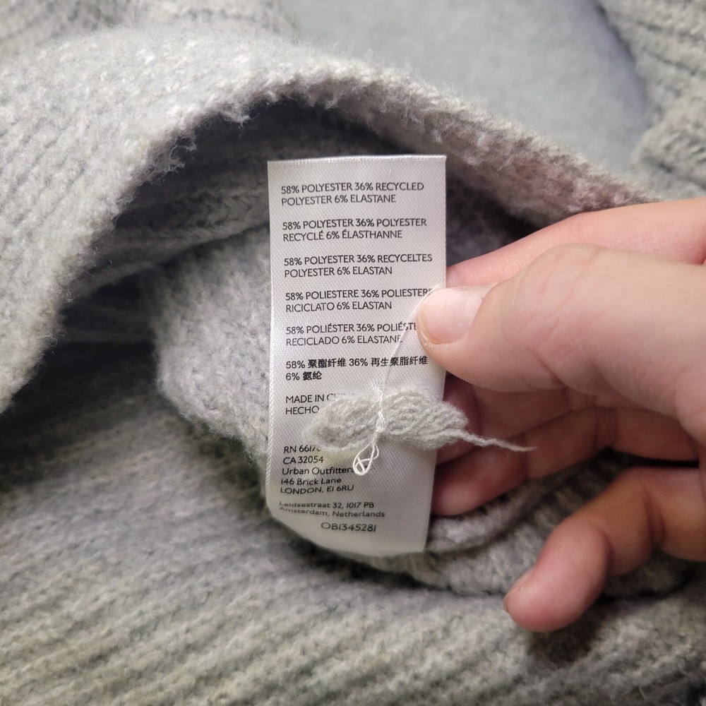 Pilcro and the Letterpress Grey Ribbed Cowl Neck Oversized Sweater Size Large - Picture 7 of 8